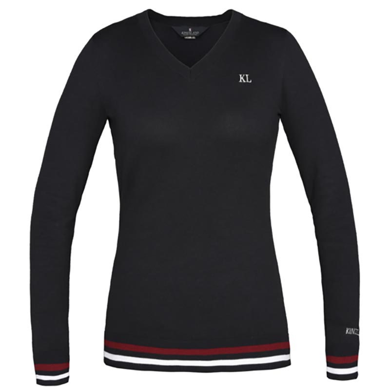 Knitted v-neck woman riding kingsland