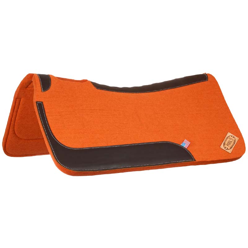 Anatomic western saddle pad in felt and leather - 5058