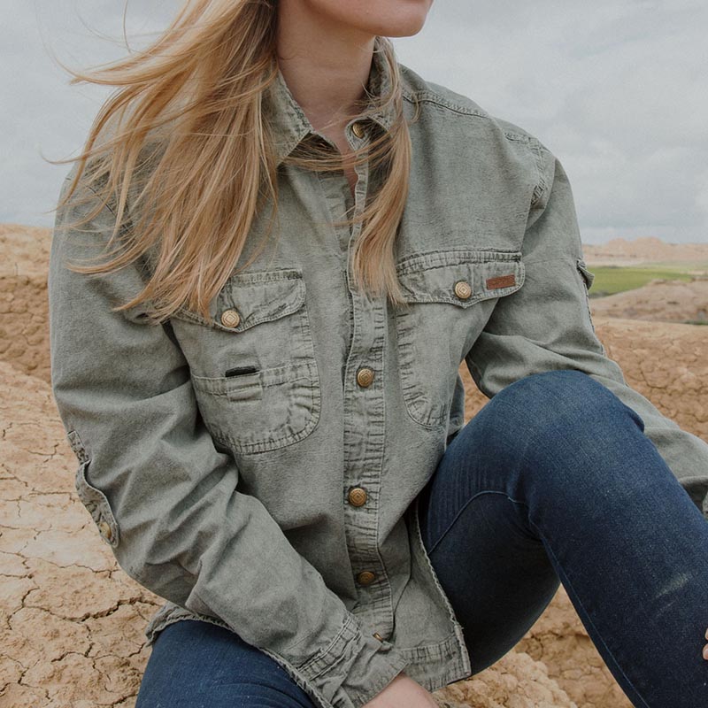 Australian shirt unisex canvas long sleeves khaki