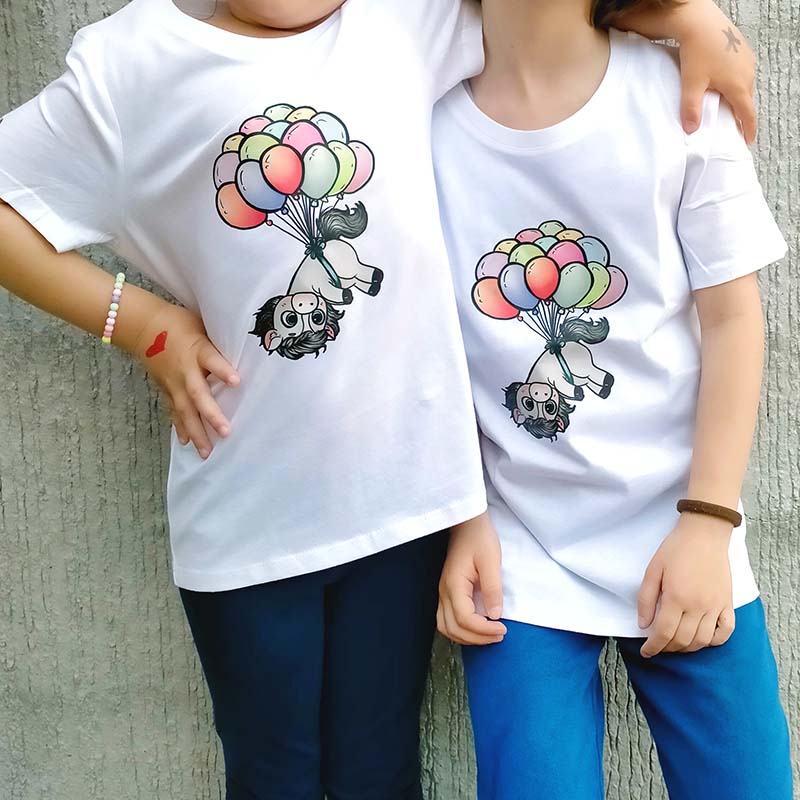 T-shirt matingold junior horse balloons - 2252