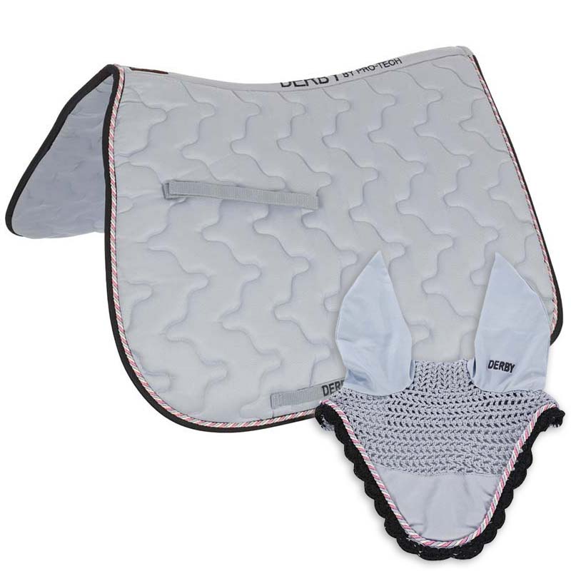Set english saddle pad derby with cords with matching bonnet