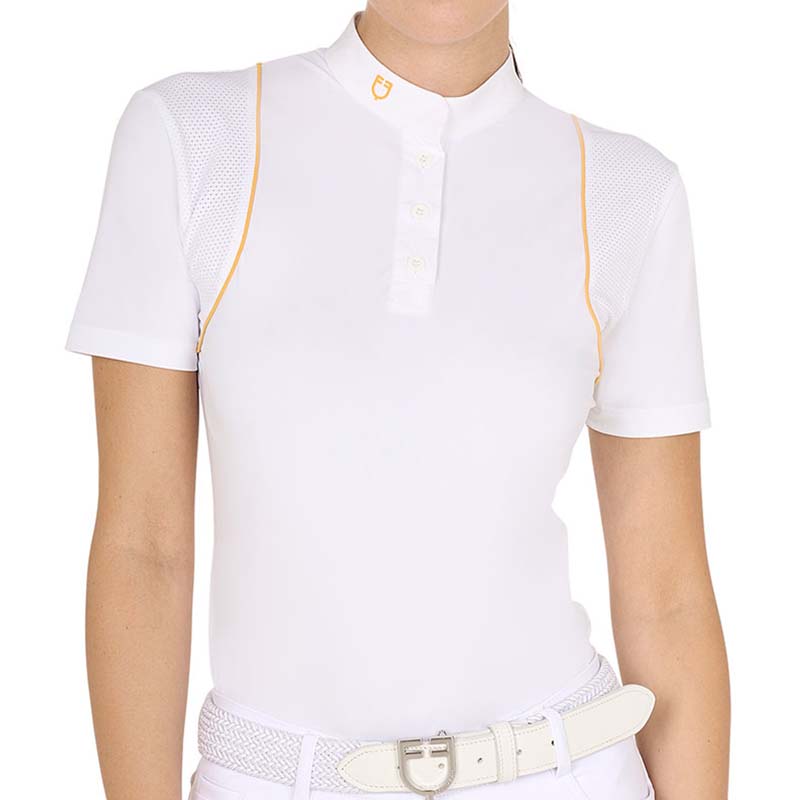 Woman competition polo with buttons short sleeve equestro