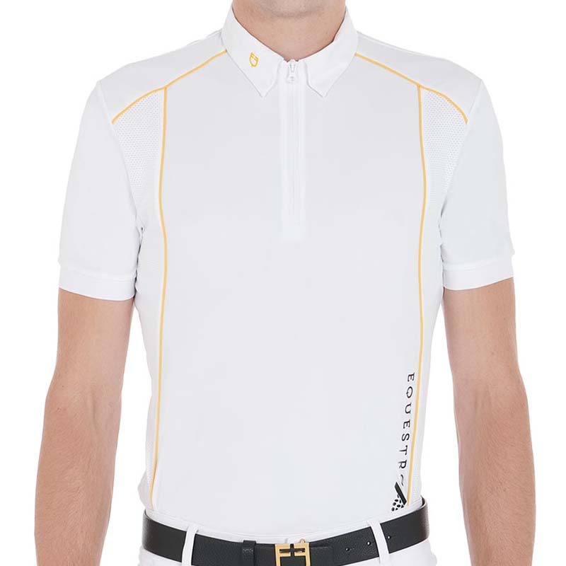 Male equestro polo short sleeve perforated techno fabric