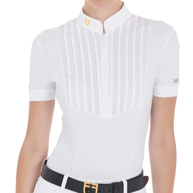 Equestro riding polo with pleated cotton for women - 9062