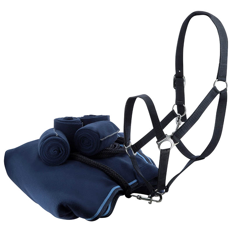 Horse Fleece Rug with Accessories - Full set w/polo bandages, lead rope and headcollar - 0673
