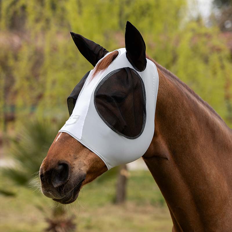 Equestro fly mask for horses in lycra and mesh - 0681