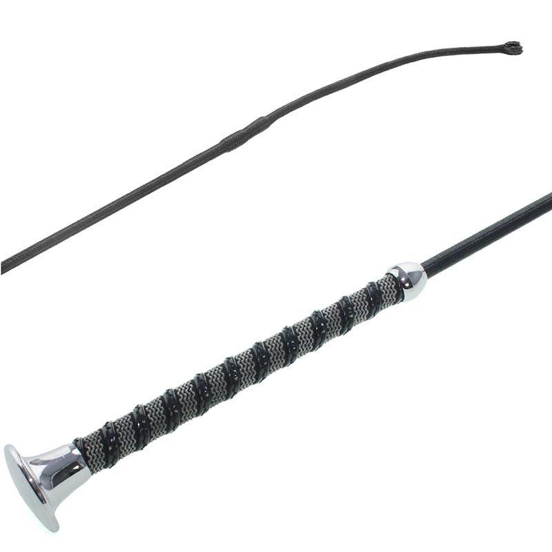 Dressage whip with leather and grip