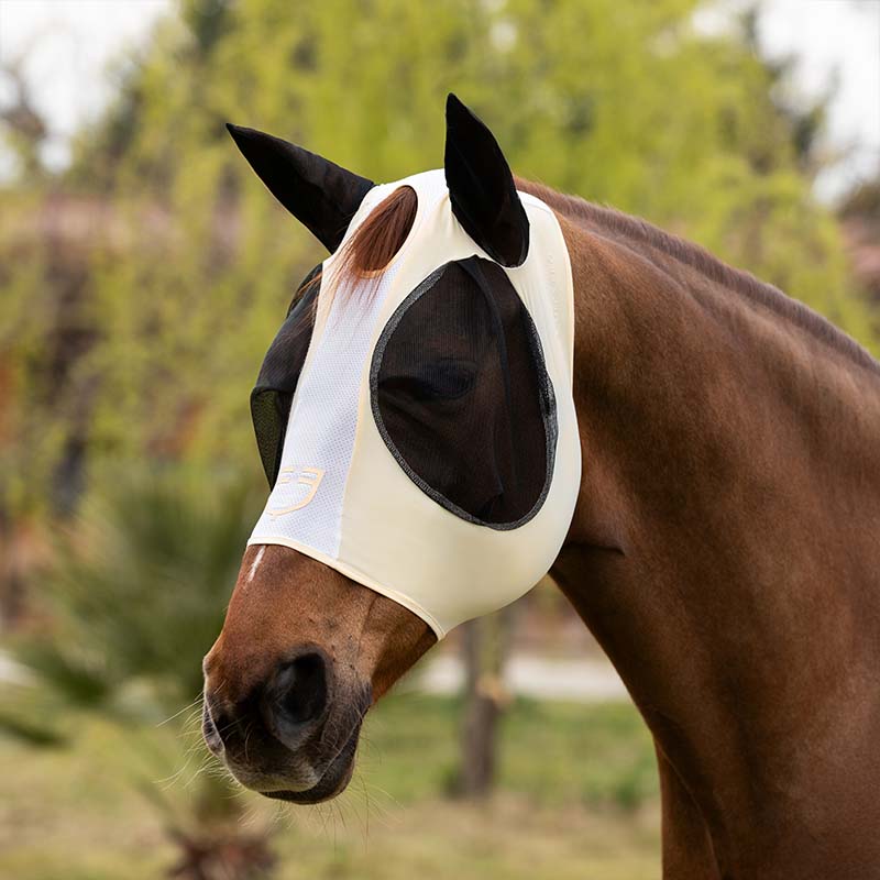 Equestro fly mask for horses in lycra and mesh - 0681