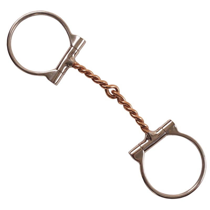 Western d-ring snaffle bit steel and copper twisted mouthpiece