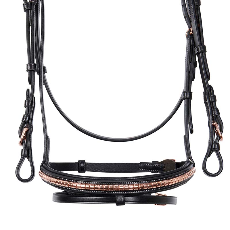 Equestro english bridle in leather with rose gold details - 2335