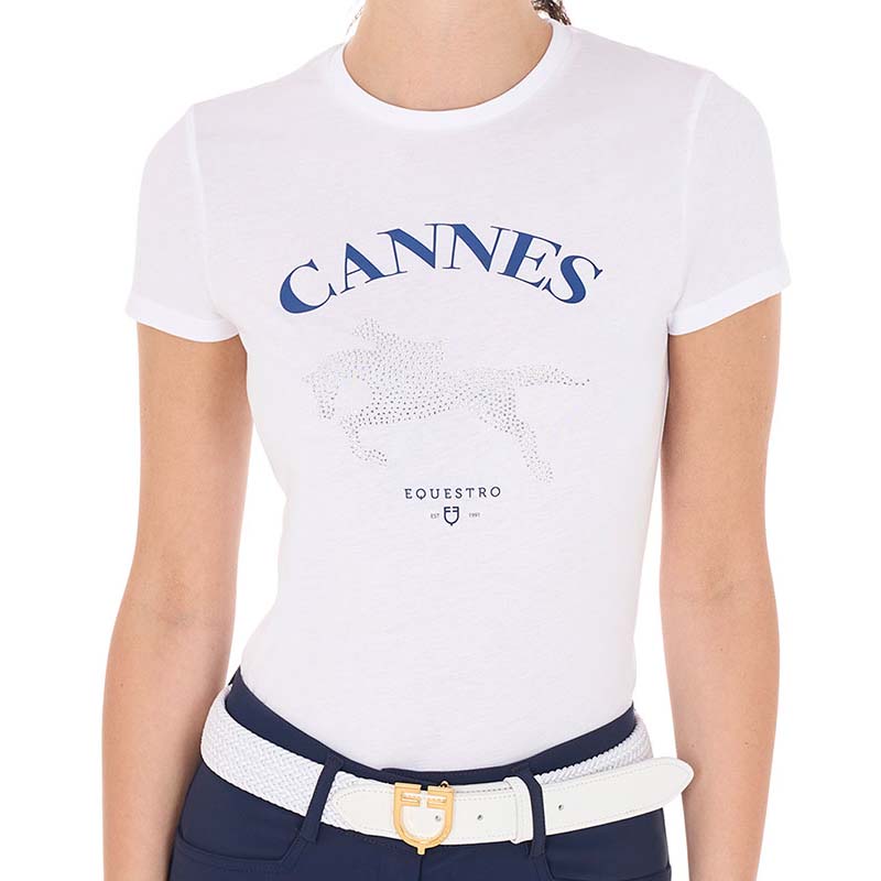 Equestro women’s t-shirt cannes with rhinestones