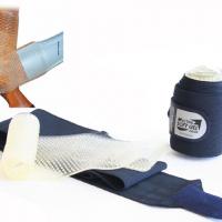 PAIR OF WORKING ELASTIC BANDAGES MADE OF CLOTH AND GEL ACTIVE