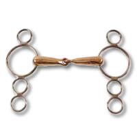 CONTINENTAL GAG BIT 4-RING CHEEKS HOLLOW STAINELSS STEEL COPPER MOUTHPIECE
