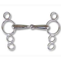 HOLLOW STAINELSS STEEL CONTINENTAL GAG BIT 4-RING CHEKS
