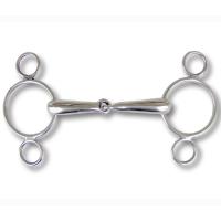 HOLLOW STANLESS STEEL CONTINENTAL GAG BIT 3-RING CHEEKS