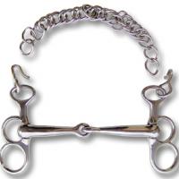 JOINTED GAG BIT WITH CURB CHAIN mm 135