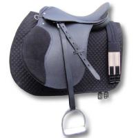 ENGLISH SADDLE MADE IN BLACK LEATHER FULL WITH PERSONALIZED ACCESSORIES
