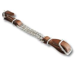 LEATHER CURB STRAP WITH DOUBLE CHAIN - 4512
