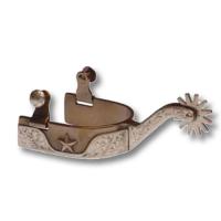 WESTERN SPURS IN BURNISHED IRON CON WITH SLIVER AND STAR DECORATIONS