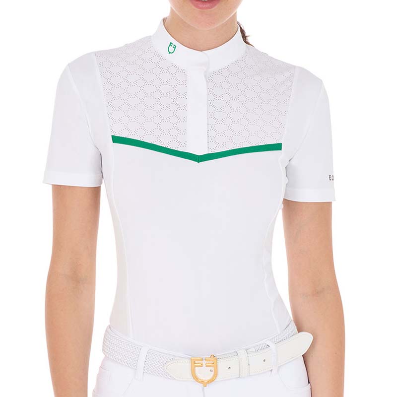 Equestro competition polo w/perforated decoration for women - 9761