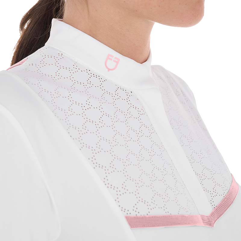 Equestro competition polo w/perforated decoration for women - 9761