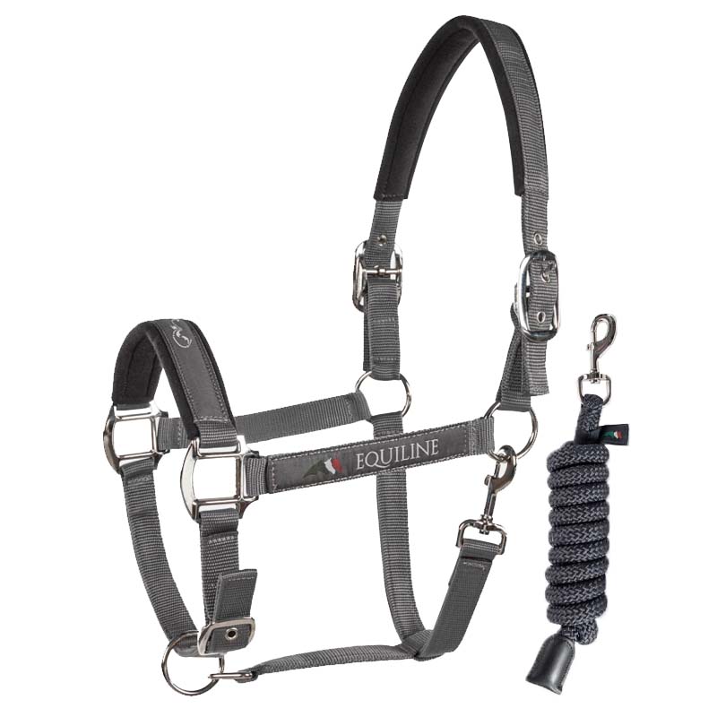 Equiline nylon halter with double settings and rope - 0349