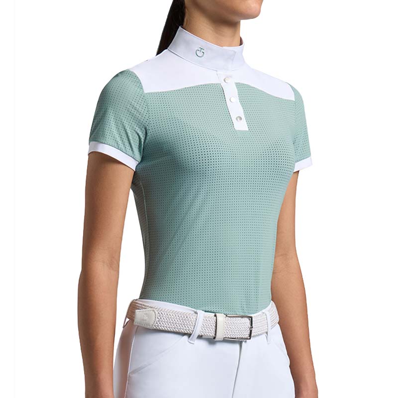 Girl competition polo shirt perforated jersey w/buttons 