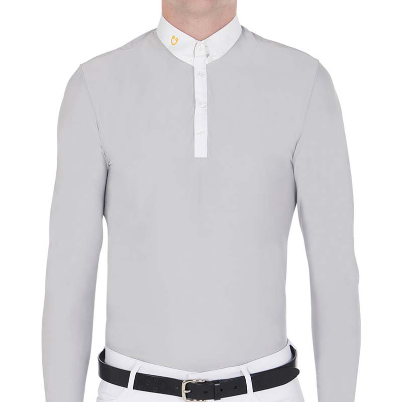 Winter Riding polo shirt for Men Equestro Warm+, long sleeve - 9991