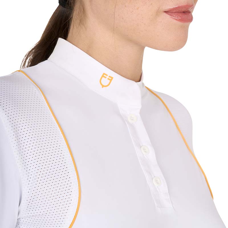 Woman competition polo with buttons short sleeve equestro - 9745