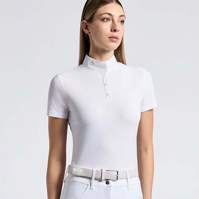 Cavalleria toscana women's short-sleeved competition polo with buttons - 9681