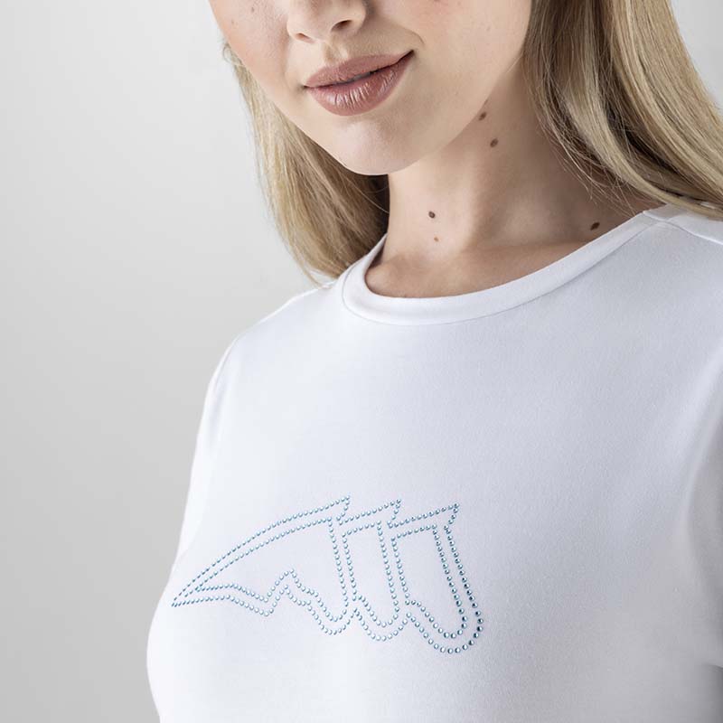 Equiline women’s t-shirt with micro-stud logo in cotton - 9251