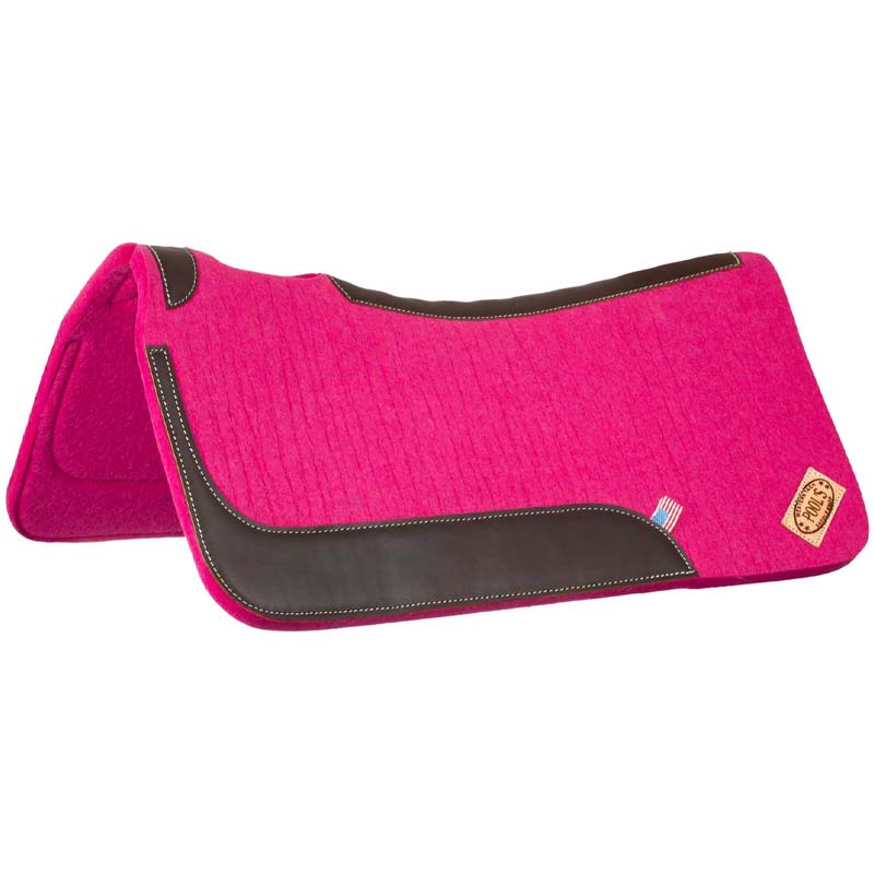 Anatomic western saddle pad in felt and leather