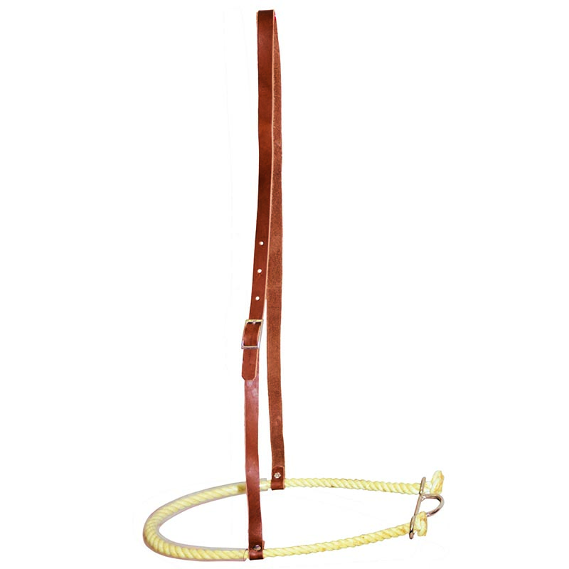 Leather noseband with rawhide