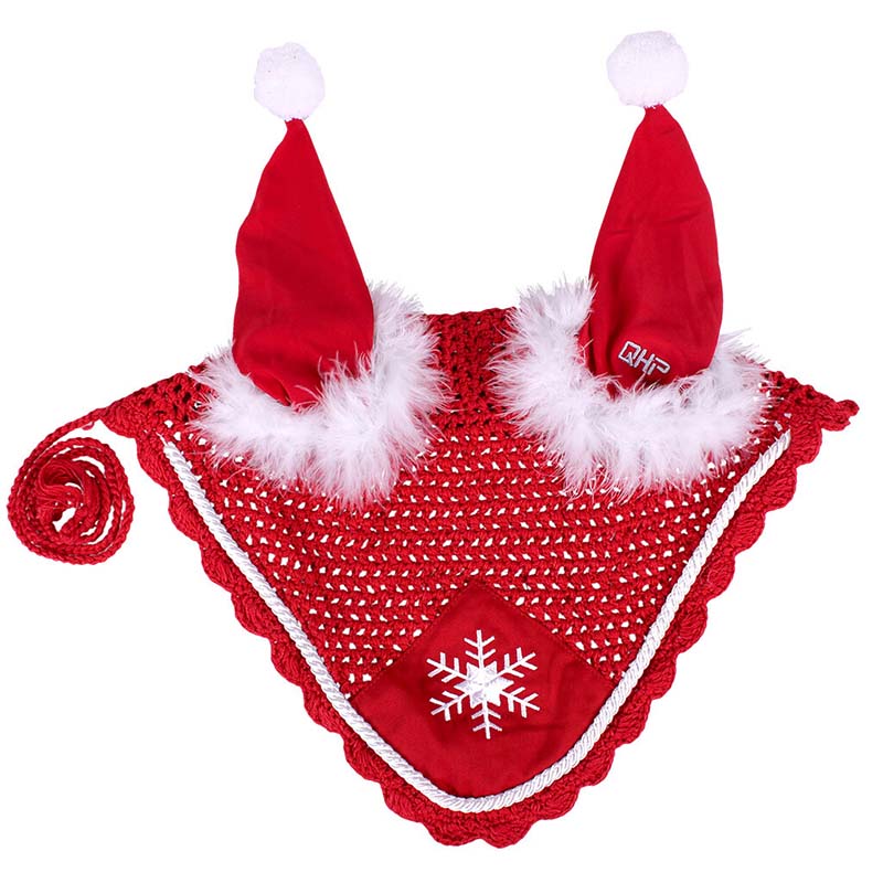 Christmas fly veil for horses with pom-pons