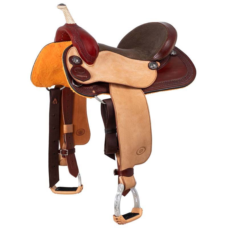 West wood western saddle basic barrel mj natural with basket decoration