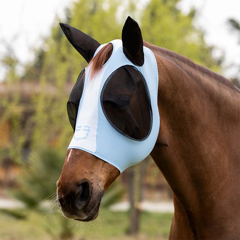 Equestro fly mask for horses in lycra and mesh - 0681