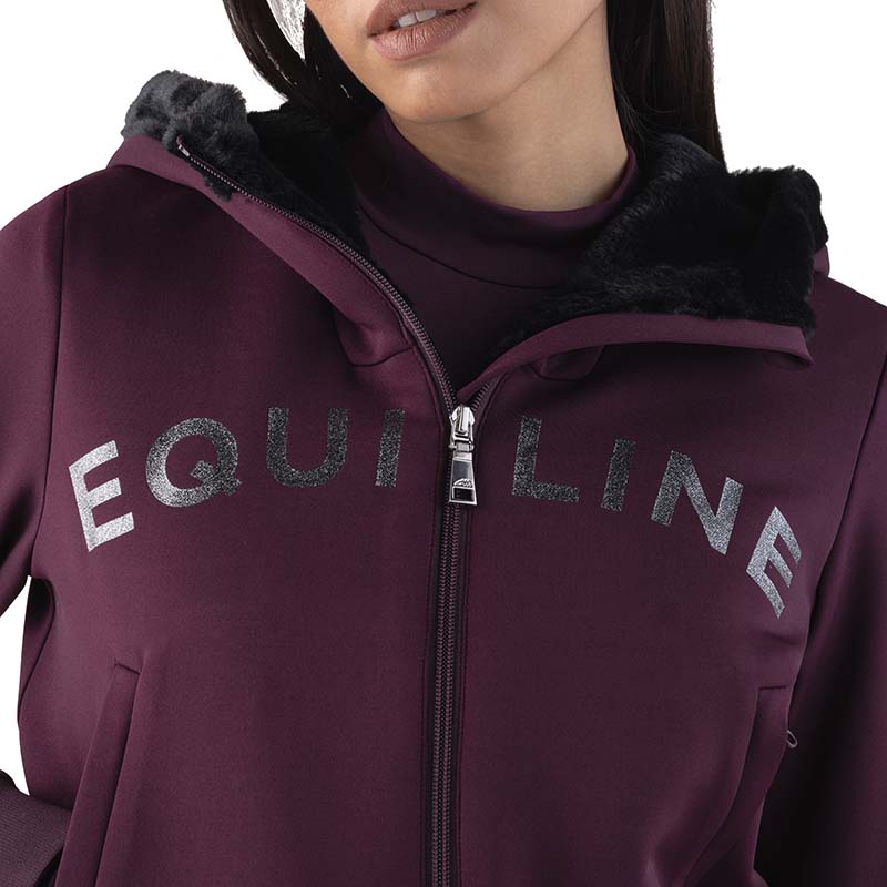 Equiline Women’s Short Hoodie with Eco-Fur Lining - 9274