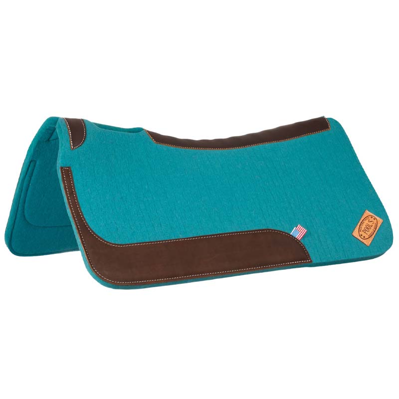 Anatomic western saddle pad in felt and leather - 5058