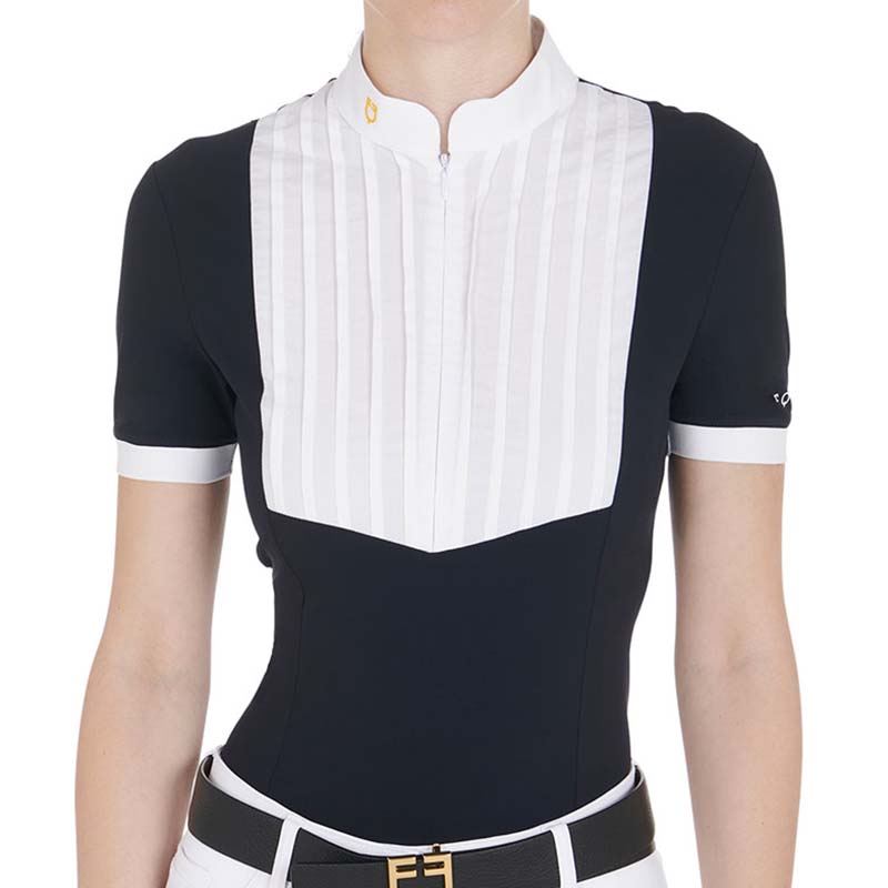 Equestro riding polo with pleated cotton for women - 9062