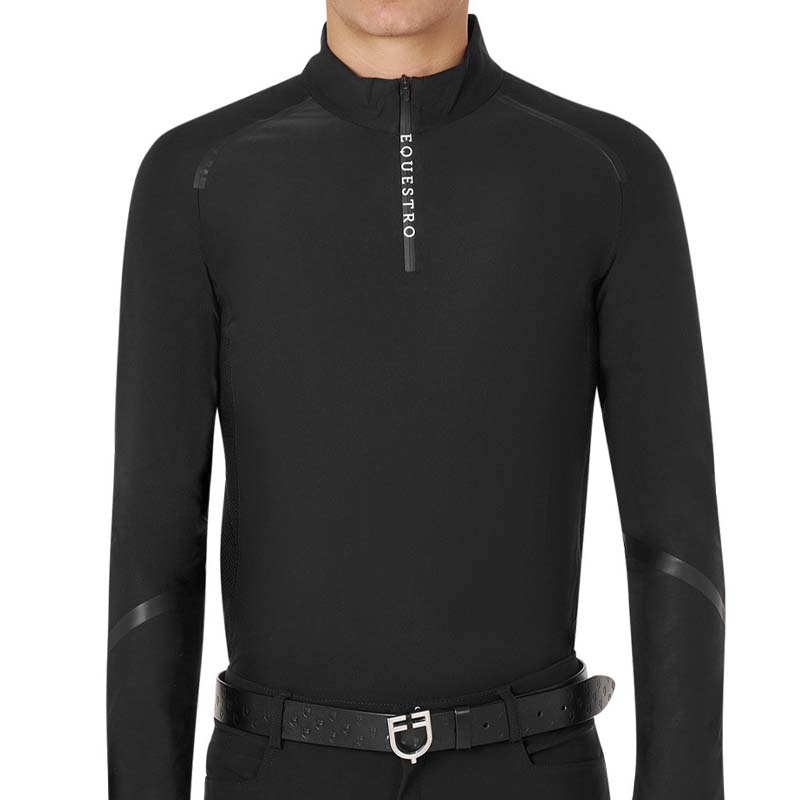 Equestro training polo man long sleeve with zip