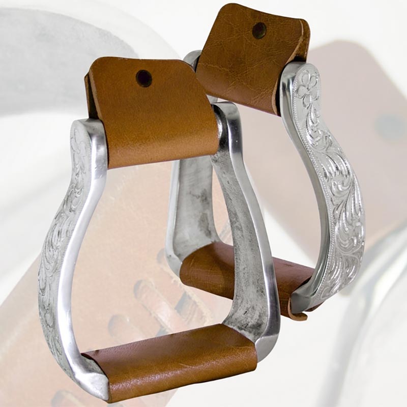 Western aluminium stirrups leather covered and decoration