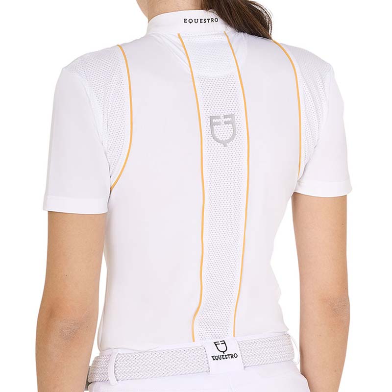 Woman competition polo with buttons short sleeve equestro - 9745