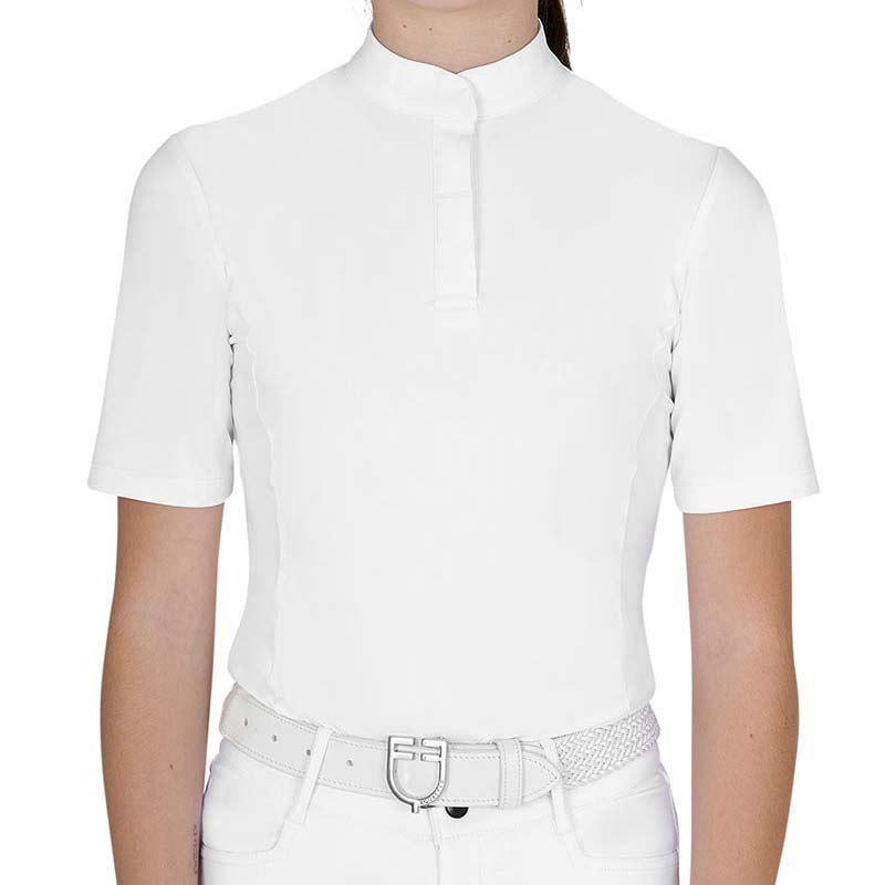 Equestro Lightweight Competition Polo for Girls - short sleeve, hidden buttons - 9745