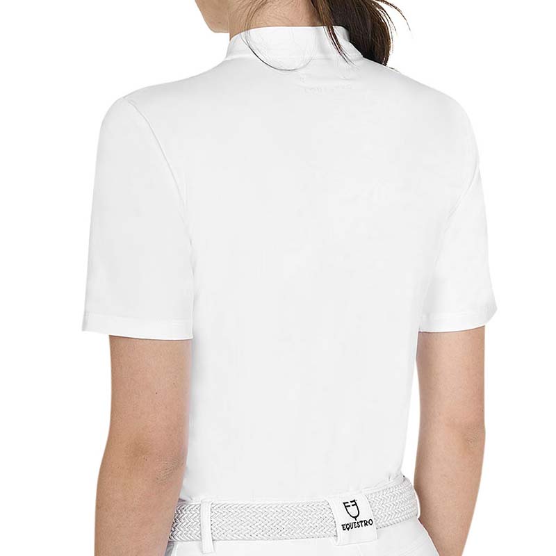 Equestro Competition Polo for women - short sleeve, hidden buttons - 9060