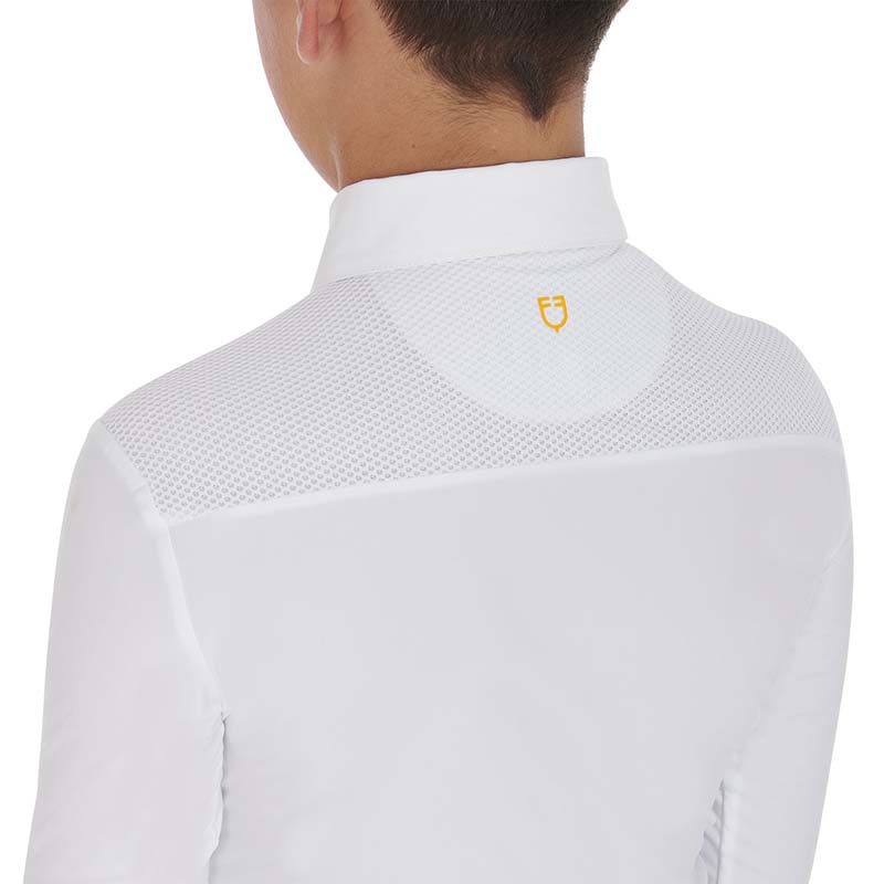 Equestro Junior Show Polo with micro-perforated insert, Long sleeve - 9795