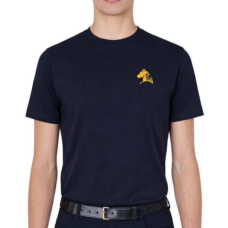 Men's Equestrian T-Shirt STALLION SPIRIT - blue edition/mustard print - 9401