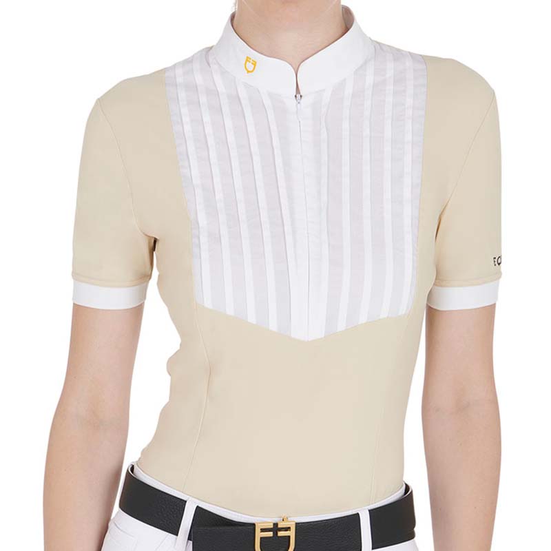 Equestro riding polo with pleated cotton for women - 9062