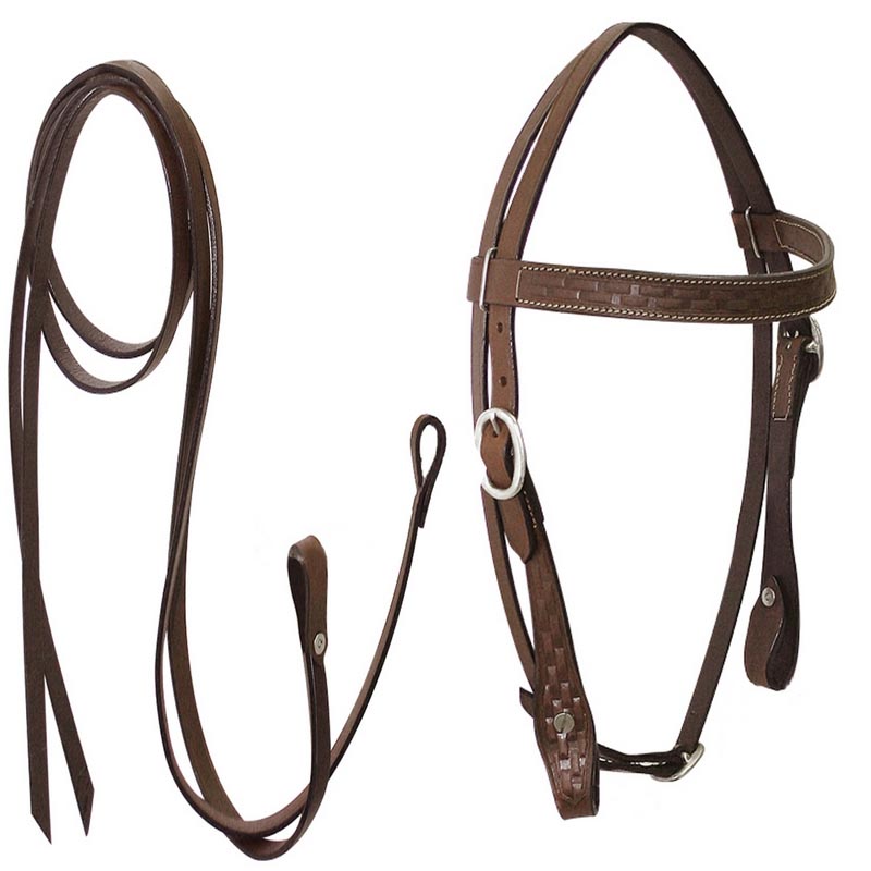 Western leather bridle basket pattern