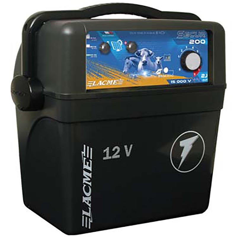 Secur 200 12 volt 2.0 joule 200 battery lacme fence elctrifier
