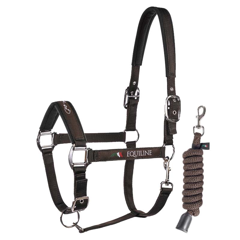Equiline nylon halter with double settings and rope - 0349
